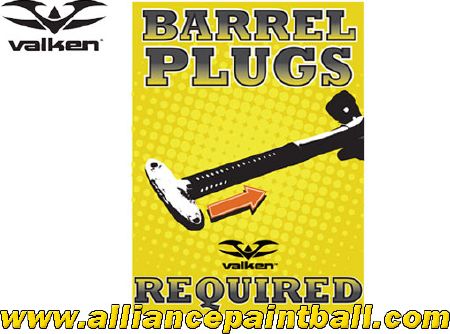 Panneau Valken "Barrel Plugs Required"