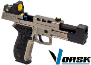Réplique Airsoft Vorsk VP26X alu brossé gaz GBB + point rouge BDS 