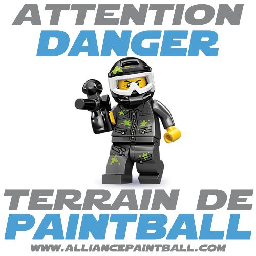 Panneau premium - Attention Danger, Terrain de Paintball