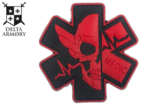  Patch -  Delta Armory Medic Skull Glow in the dark Red