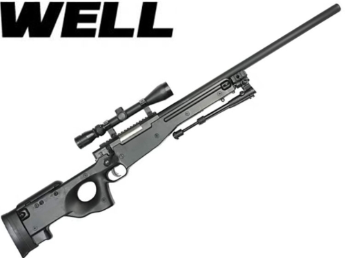 Réplique Airsoft Sniper Well MB-01 Black + lunette 3-9x40 + bipied