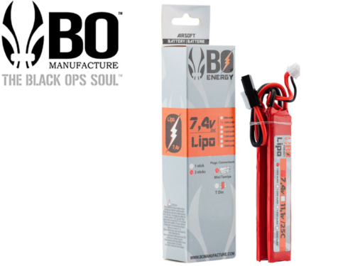 Batterie LIPO BO Manufacture 2 sticks 2S 7.4V 1000mAh 25C	 