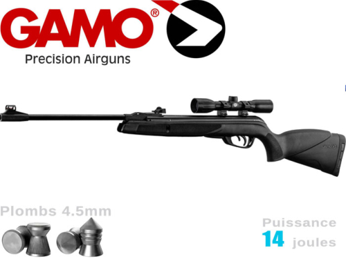 Carabine à plombs Gamo Black Shadow 4.5mm 14j + lunette 4x32 (packaging abimé)