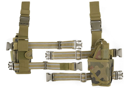 Holster de cuisse tactical avec pouch chargeur - Woodland