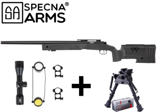 Pack Airsoft Sniper Specna Arms SA-S02 Black Lunette + Bipied
