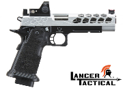 Réplique Airsoft Lancer Tactical GBB Stryk Hi-Capa 5.1 Silver avec RMR