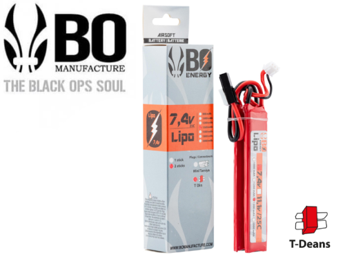 Batterie LIPO BO Manufacture 2 sticks 2S 7.4V 1300mAh 25C T-Dean