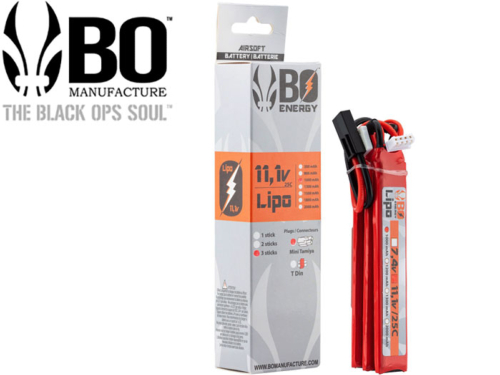 Batterie LIPO BO Manufacture 3 sticks 3S 11.1V 1000mAh 25C
