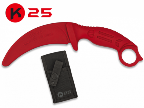 Couteau d'entrainement incurvé caoutchouc K25 Red