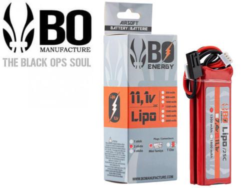 Batterie LIPO BO Manufacture 2 sticks 3S 11.1V 1300mAh 25C