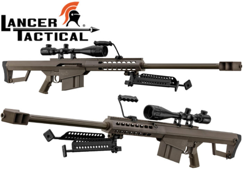 Pack Sniper Lancer Tactical LT-20 Tan M82 1,5J + lunette + bi-pied + poignée