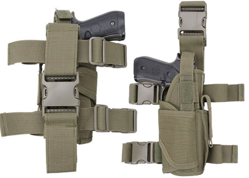 Holster de cuisse tactical avec pouch chargeur - Olive