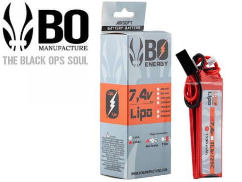 Batterie LIPO BO Manufacture 2 stick 2S 7.4V 1500mAh 25C