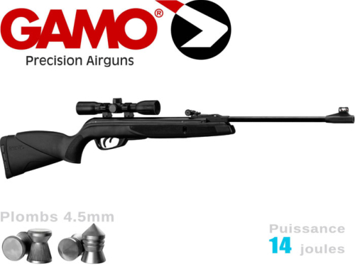 Carabine à plombs Gamo Black Shadow 4.5mm 14j + lunette 4x32