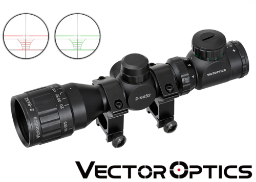Lunette A3 2-6 x32 Vector Optics montage RIS Black AOE