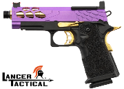 Réplique Airsoft Lancer Tactical GBB Stryk Hi-Capa 4.3 Violet et Or