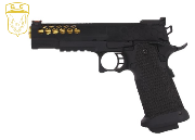 Réplique Airsoft Golden Eagle Hi-capa 5.1 Slide Cut Black/Gold GBB 