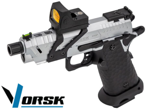 Réplique Airsoft Vorsk CS Hi-Capa Vengeance Compact RDS Noir / Silver 1,0J gaz GBB 