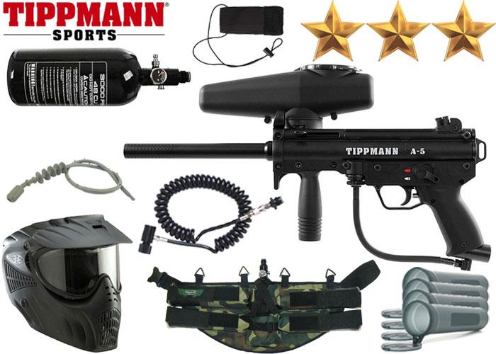 Fusil Paintball de marque Tippman , A-5 avec bonbonne à air comprimé -  Instant comptant