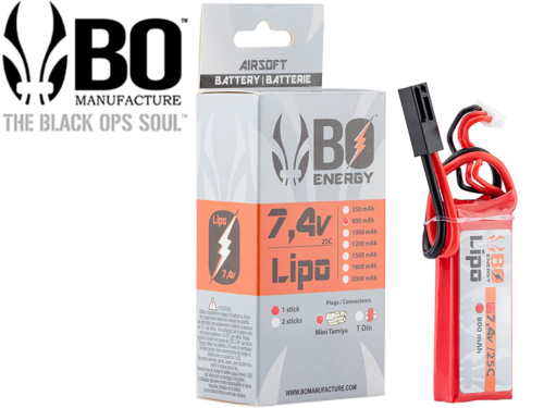 Batterie LIPO BO Manufacture 2S 7.4V 800mAh 25C