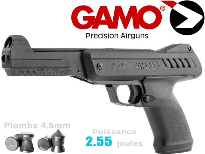Pistolet plombs air comprimé 4.5mm Gamo P-900 2.55j
