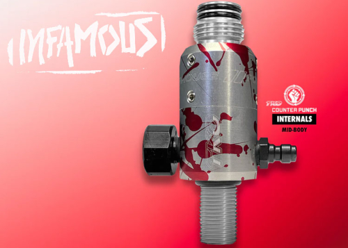 Preset 4500 PSI Infamous Powerhouse Counterpunch Mid Body silver red splash