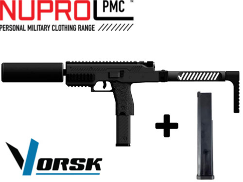 Pack Réplique Airsoft SMG Nuprol Vorsk VMP-1 Black + 1 silencieux + 1 chargeur- 0.95J