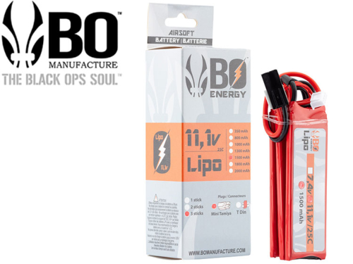 Batterie LIPO BO Manufacture 3 sticks 3S 11.1V 1500mAh 25C