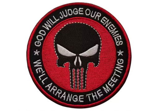 Patch God Will Judge Our Enemies - black red