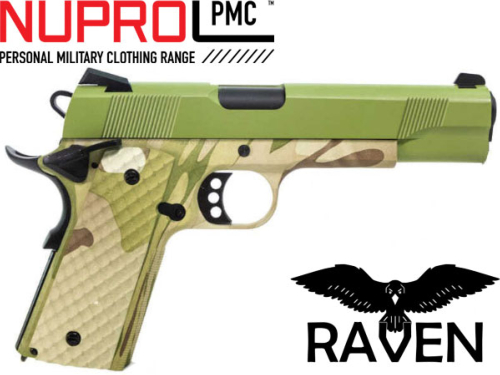 Réplique Airsoft Nuprol Raven 1911 MEU Hydro camo olive drab gaz GBB