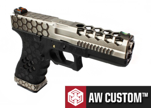 Réplique Airsoft AW Custom VX0100 Hex-Cut Black/Silver GBB 