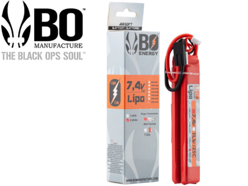 Batterie LIPO BO Manufacture 2 sticks 2S 7.4V 2000mAh 25C	 