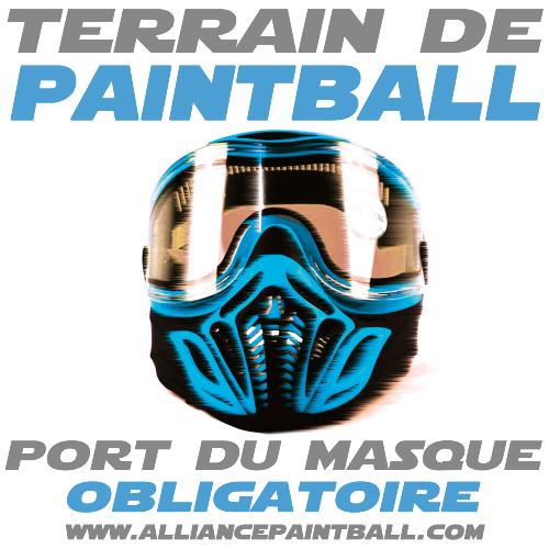 Panneau premium - Terrain de Paintball, port du masque obligatoire