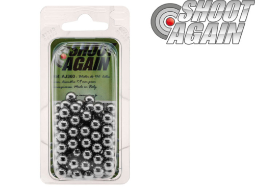 100 billes acier 7.9 mm Shoot Again pour lance-pierres