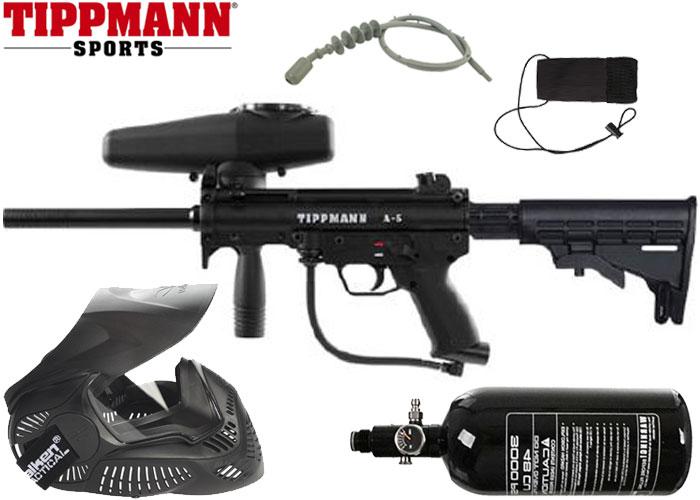 Fusil Paintball de marque Tippman , A-5 avec bonbonne à air comprimé -  Instant comptant