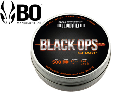 500 plombs BO Manufacture Black Ops cal 4.5 tête pointue Sharp