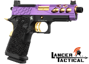 Réplique Airsoft Lancer Tactical GBB Stryk Hi-Capa 4.3 Violet et Or